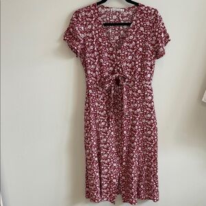 Abercrombie & Fitch Red Floral Midi Dress